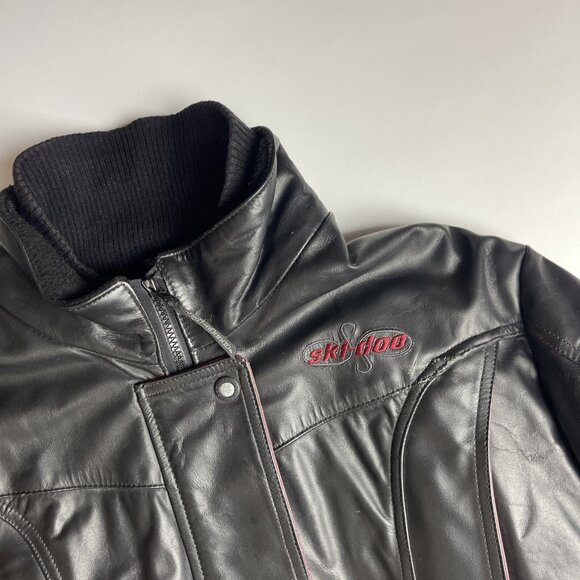 VTG SKI-DOO Racing Genuine Leather Jacket Men's Size L Made in Canada Bombardier - Picture 2 of 16